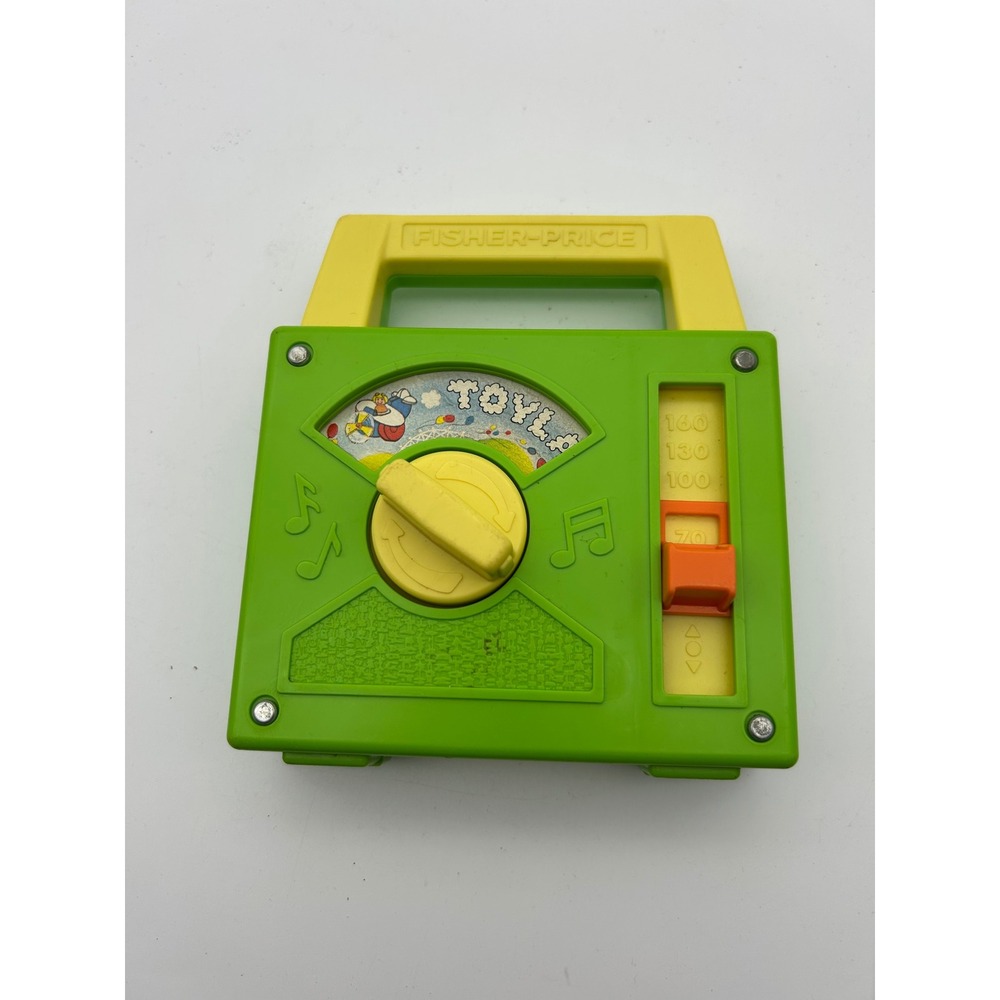 Vintage 1983 Fisher-Price Toyland Musical Radio 795 Green‎ Wind Up Toy